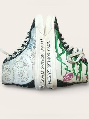 Custom Vans Sk8 Hi Hand Painted Celestial Sun Moon Earth Sneakers 7.5